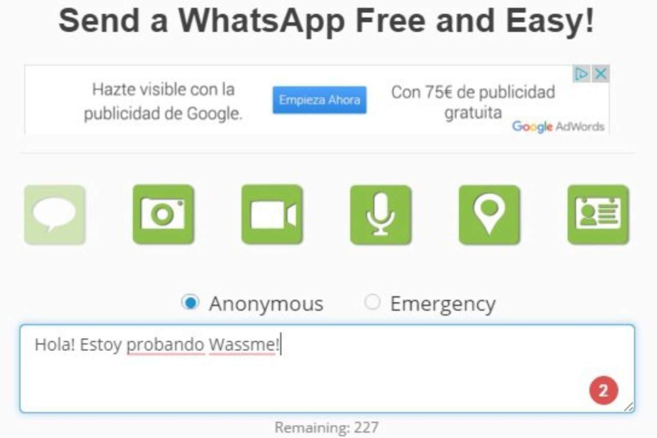 WhatsApp anonimo 