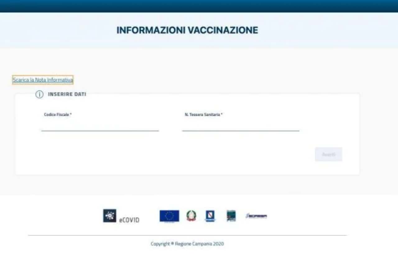 Campania Certificato vaccinazione