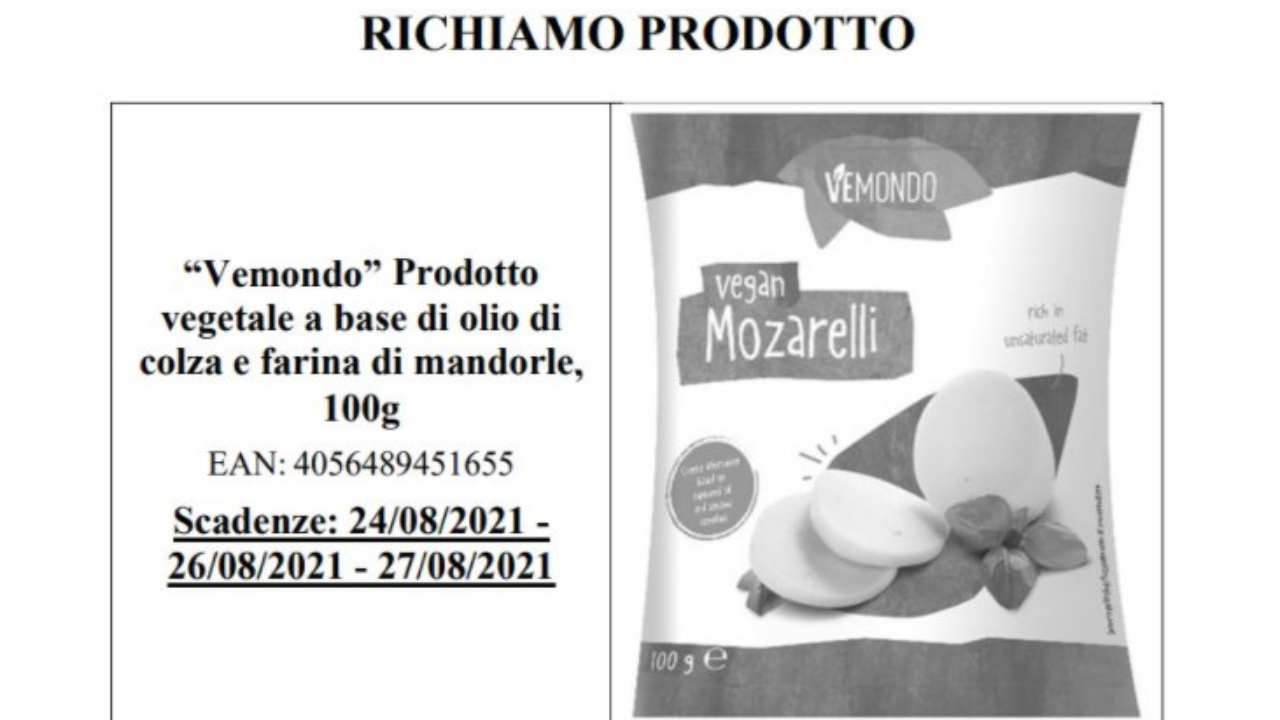 Mozzarella contaminata