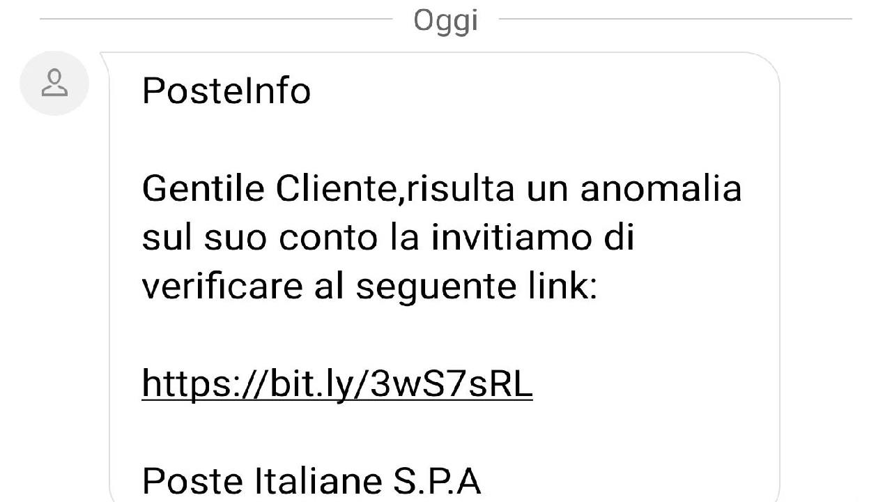 Sms truffa Poste Italiane