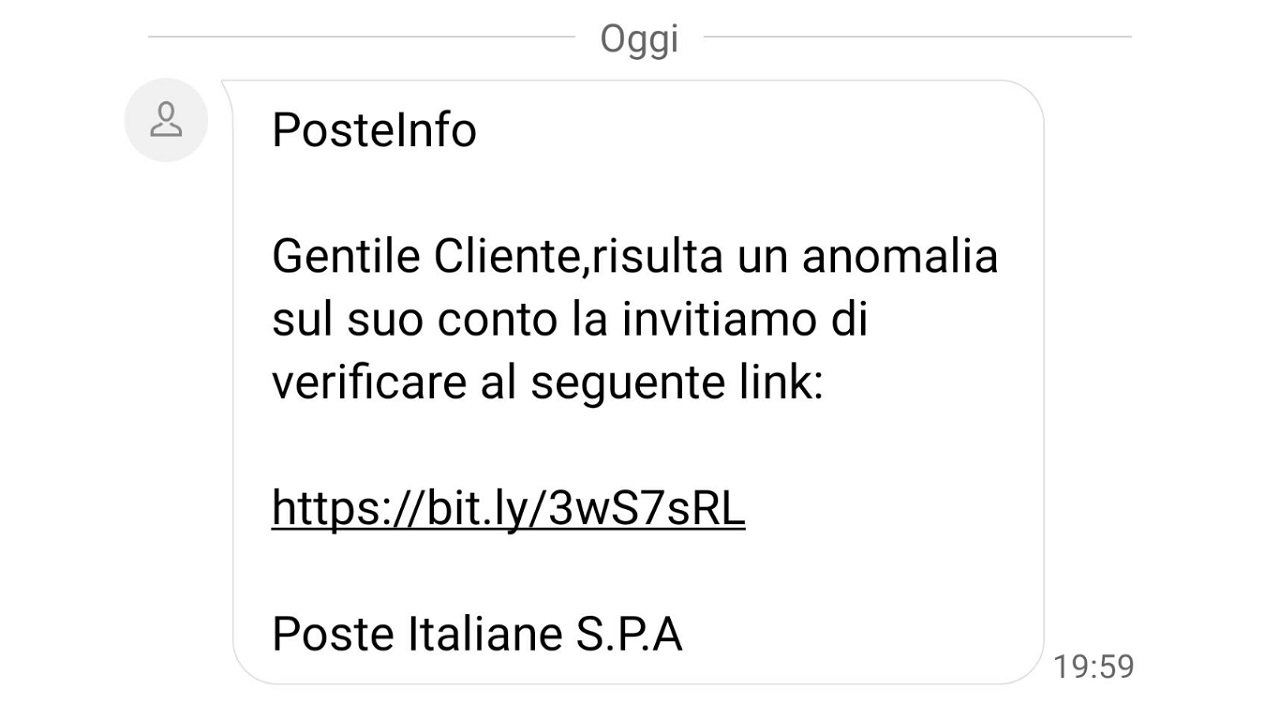 Sms truffa Poste Italiane